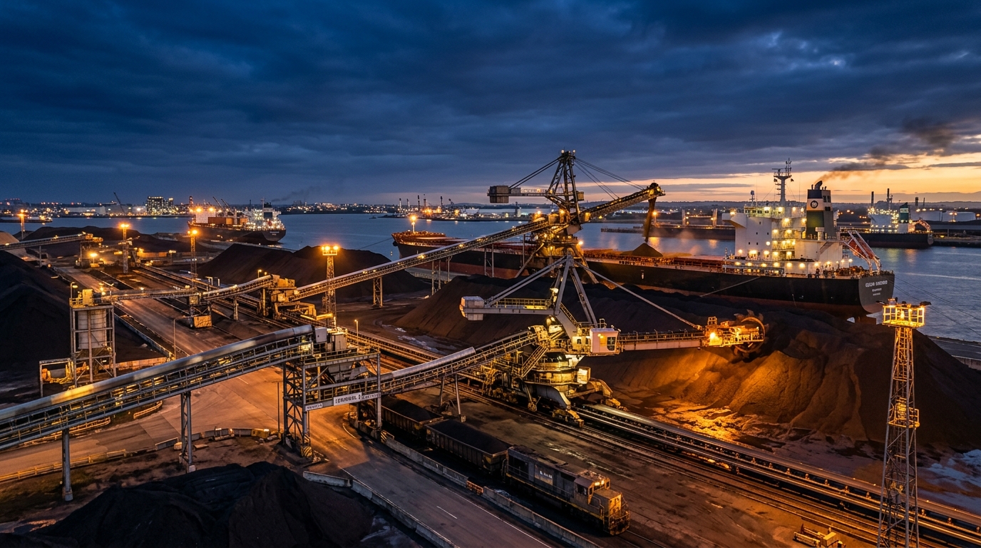 Bulk coal handling terminal at port — industrial coal supply and logistics for Tamil Nadu and India